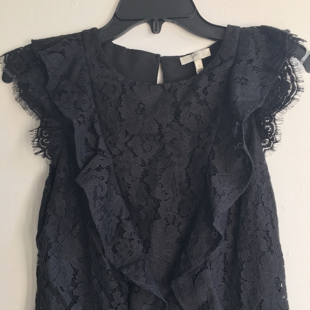 🚫SOLD🚫JOIE Acostas Dress Black Lace Ruffle - Picture 7 of 8